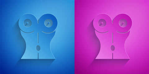 Wall Mural - Paper cut Women waist icon isolated on blue and purple background. Paper art style. Vector