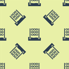 Wall Mural - Blue Tic tac toe game icon isolated seamless pattern on yellow background. Vector