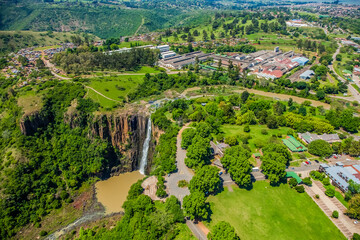 aerial view of howick falls in kwazulu-natal south africa