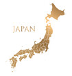 © Eakglory - vector japan map and country lettering with golden name on white background