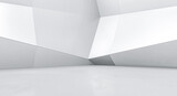 Fototapeta Do przedpokoju - Abstract white polygonal wall background. Futuristic Geometric structure design concept. 3d Render.