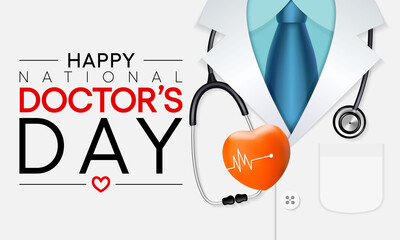 Wall Mural - National Doctors' Day is a day celebrated to appreciate and recognize the contributions of physicians to individual lives and communities. Vector illustration.