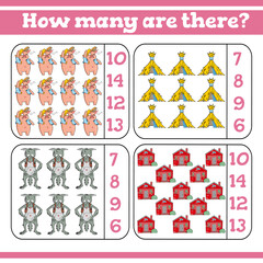 How many are there Counting Game for Preschool Children. Count how many Educational a mathematical game. Vector illustration