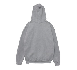 Canvas Print - Blank hoodie sweatshirt color grey back view on white background
