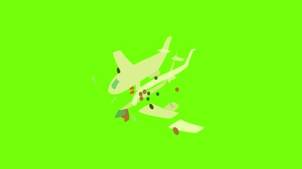 Wall Mural - Airplane icon animation cartoon object on green screen background