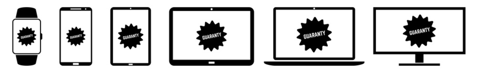 Wall Mural - display guaranty, label, badge, price, tag, sticker, logo icon devices set | web screen device onlin