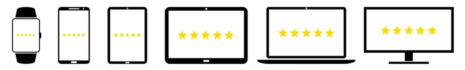Wall Mural - display star, stars, evaluation, rating, feedback, review, assessment icon devices set | web screen 