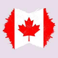 Canadian flag, banner with grunge brush