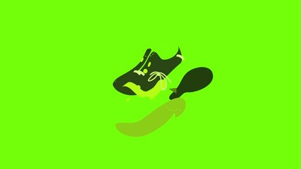 Wall Mural - Autumn shoe icon animation cartoon object on green screen background