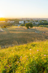 Wall Mural - Krakow Poland August 2020. Sunset view from Krakow Mound, Krakow,Poland