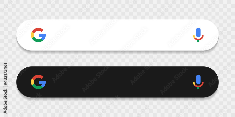 White and dark google search bar vector on a transparent background ...