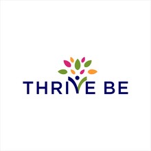Thrive Logo Design With Letter T And Leaf Vector Illustration