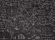 Vector mathematical seamless pattern with handwritten formulas, math equations and calculations, chalk on blackboard effect	
