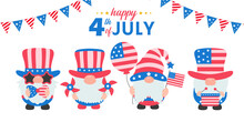 4th Of July. Gnomes Wore An American Flag Costume To Celebrate Independence Day.