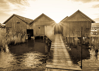 Canvas Print - old wooden boathouse