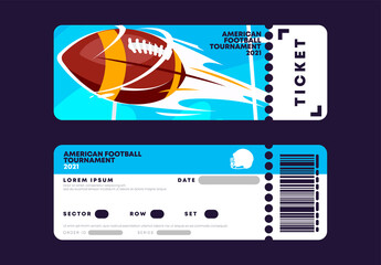 Wall Mural - Vector illustration of a template for an entrance ticket to a football stadium, a ticket to a game of American football, a game ball in American football