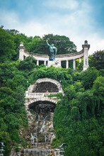 Statue Of The Christian Martyr Saint Gellert On Gellert Hegy On The Buda Side Of Danube, Hungary