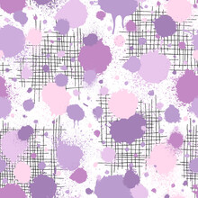 Abstract Seamless Pattern. Pastel Color. Repeated Brush Stroke Texture. Watercolor Background. Repeating Lilac Pattern. Abstract Splash Paint Watercolour. Art Grunge For Design Color Prints. Vector