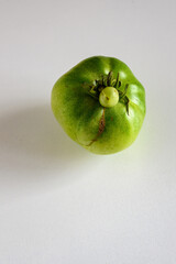 Wall Mural - Green tomato with the protruding part of the second tomato.