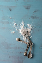 Vintage Measuring Spoons With Flour