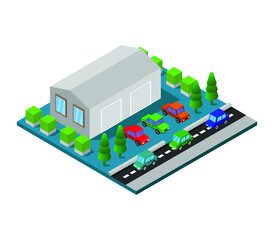 Wall Mural - Isometric garage