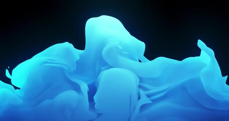 Wall Mural - slow motion flowing blue liquid. abstract forms with fluid animation on black background. 4k seamles