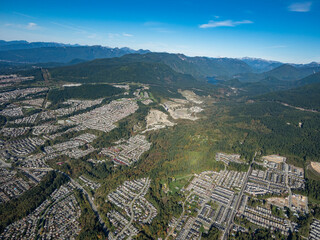 Poster - Stock aerial photo of Burke Mountain Port Coquitlam, Canada