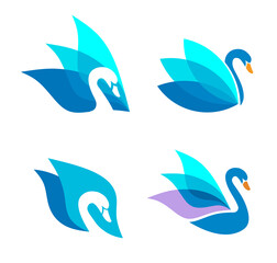 Wall Mural - swans ideas design vector illustration, blue Swan logo and symbol vector, Swan Logo Design Template