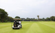 Electric Golf carts service in golf field , outdoor sport and hobby concept