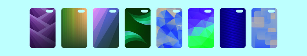 Wall Mural - set of phone case cartoon icon design template with various models. vector illustration isolated on blue background