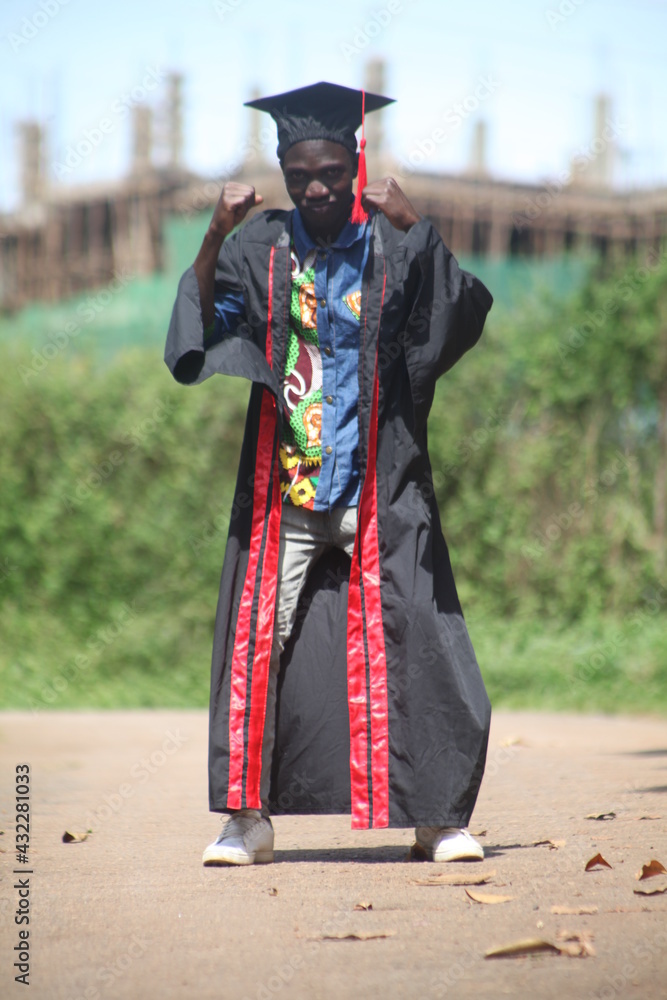 Young Black African American man wearing the graduation crown on the ...