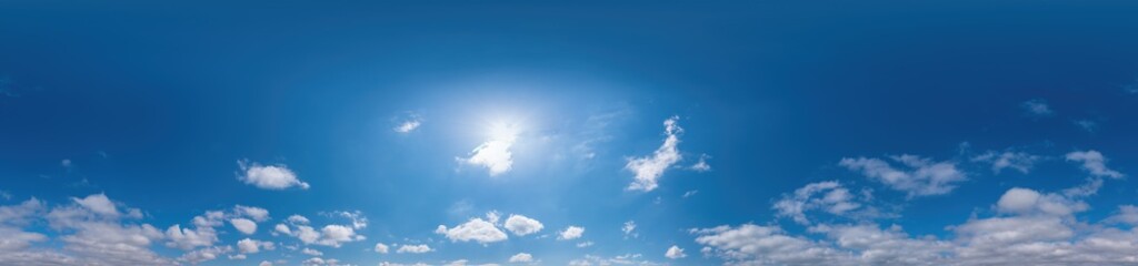 Wall Mural - blue sky panorama with cirrus clouds in seamless spherical equirectangular format. full zenith for u