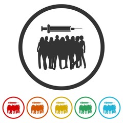 Canvas Print - People vaccination ring icon color set