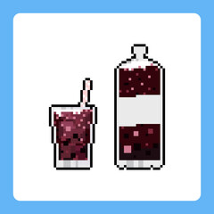 Wall Mural - Pixel art set of cola icon.