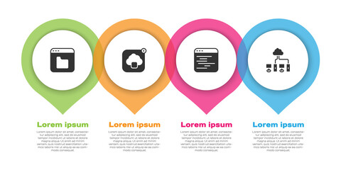 Set Browser files, Cloud technology data transfer, Software and Computer network. Business infographic template. Vector