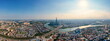 Panorama aerial view of Saigon or Ho Chi Minh city under blue sky