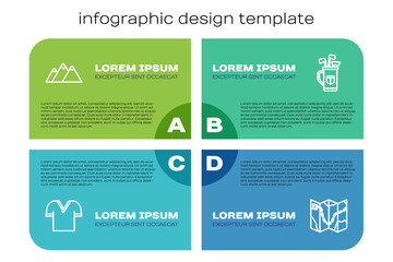 set line golf shirt, mountains, course layout and bag with clubs. business infographic template. vec