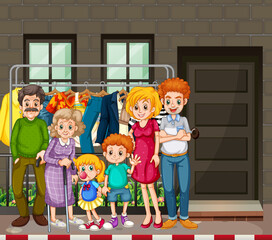 Poster - Outdoor scene with happy family