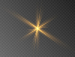 Wall Mural - A bright yellow star explodes on a transparent background.