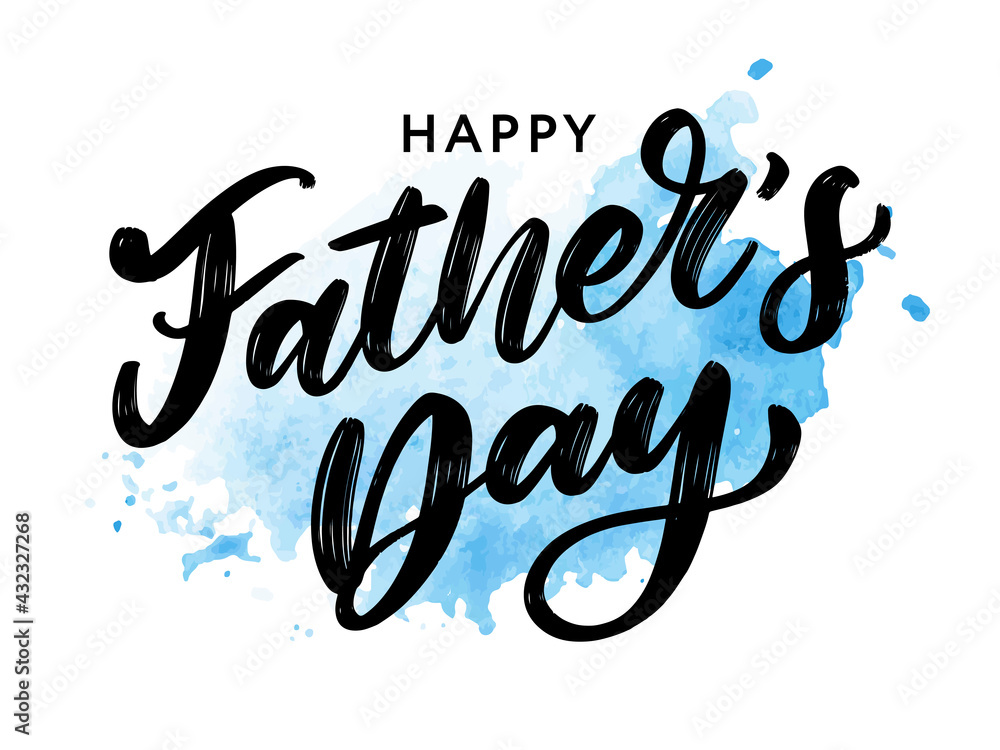 Happy fathers day. Lettering. Holiday calligraphy text - obrazy, fototapety, plakaty 