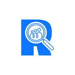 Recruiter Recruitment Vector Logo Magnifying Glass Letter R