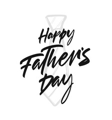Leinwandbilder - Vector Handwritten lettering of Happy Father's Day with hand drawn tie on white background.