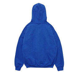 Wall Mural - blank hoodie sweatshirt color blue back view on white background