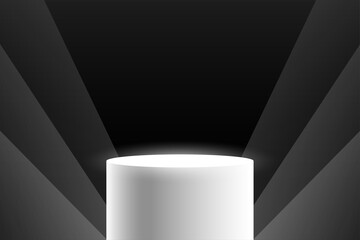 Wall Mural - white podium display on black background