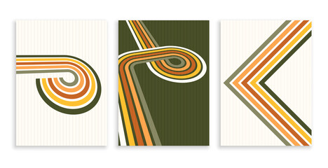 Sticker - abstract retro lines posters design set