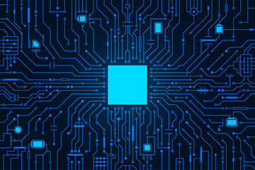 circuit board background. cpu microchip, abstract conductor scheme and other circuit components. com