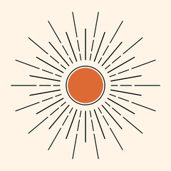 Wall Mural - abstrsact sun. aesthetic boho poster. line art. vector illustration.