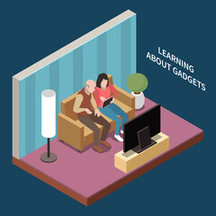 Wall Mural - Elderly Learning Gadgets Composition