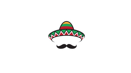 Wall Mural - Creative Mexican Sombrero Mustache Head Traditional Logo