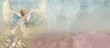© pronoia - Angel with bird. Watercolor background, design element
